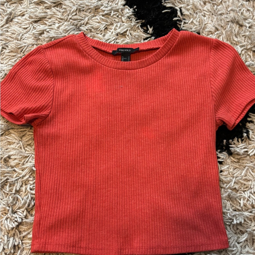 Forever 21 Coral Ribbed Knit Top